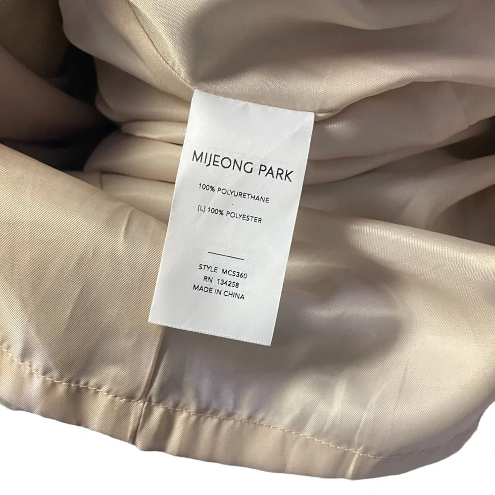 Mijeong Park Cream Faux Leather Midi Skirt Middle Slit XS - Picture 7 of 9